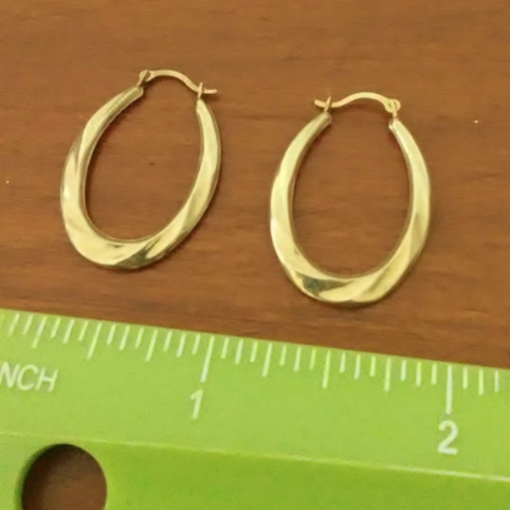Medium oval hoop gold tone earrings